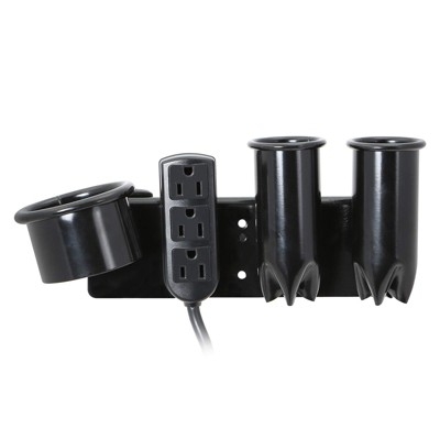Salon Appliance Rack: Glossy black vanity cord management power rack