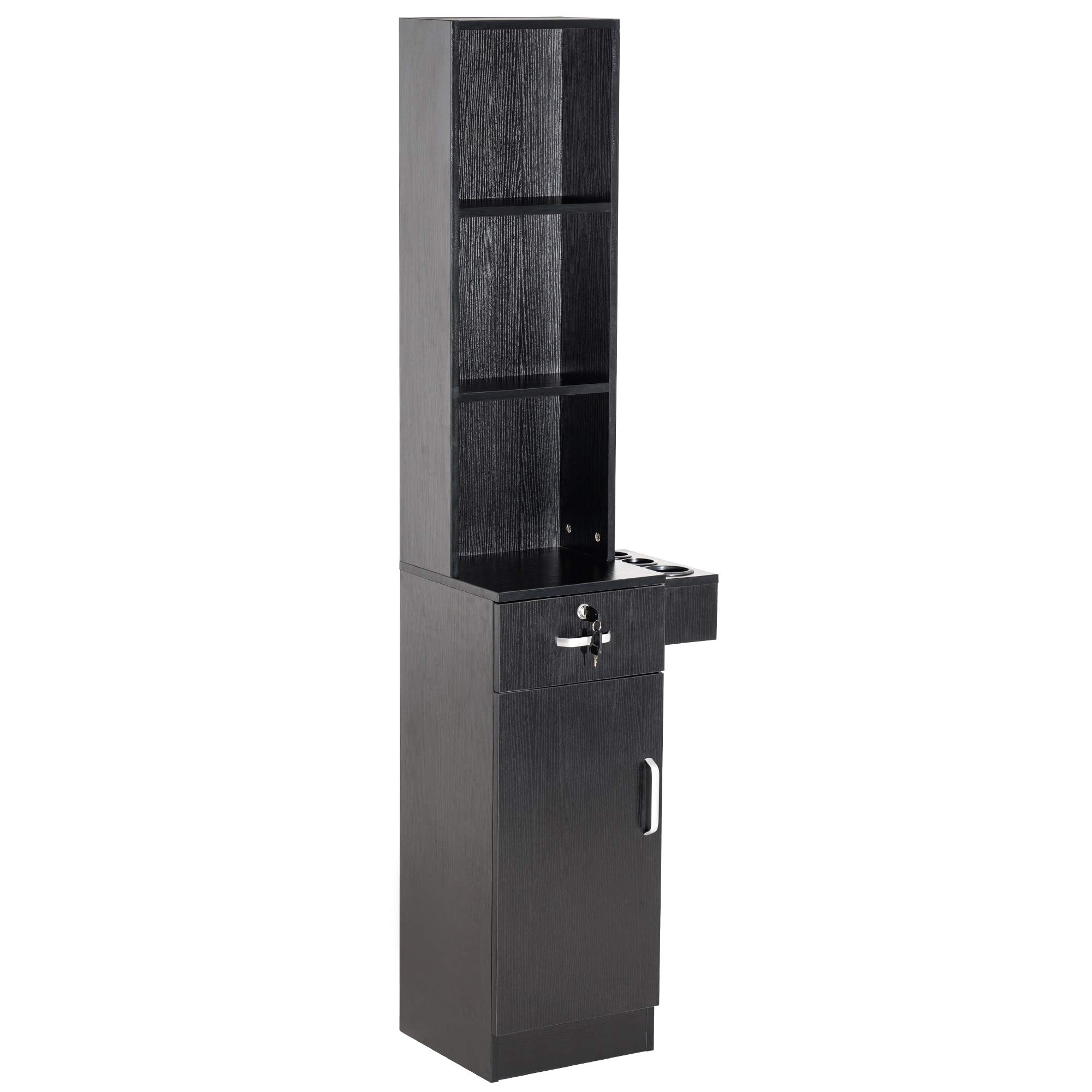 Salon Storage Station with Locking Drawer and Tool Holders