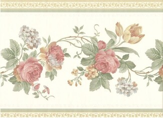 Satin Finish Wallpaper Border; Traditional Floral Wallpaper Border