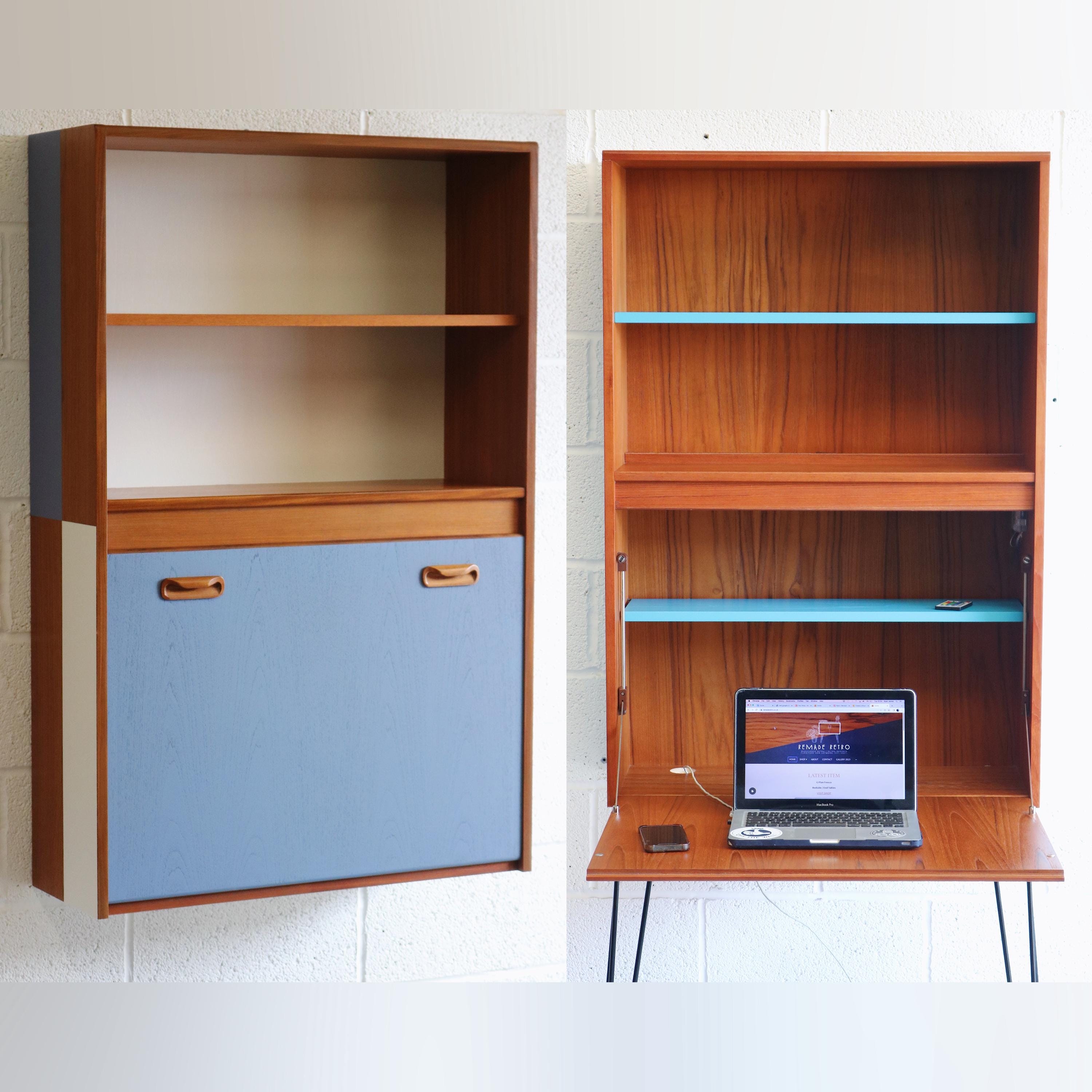 Secretary Desk Powder Blue Accents Mid Century Office