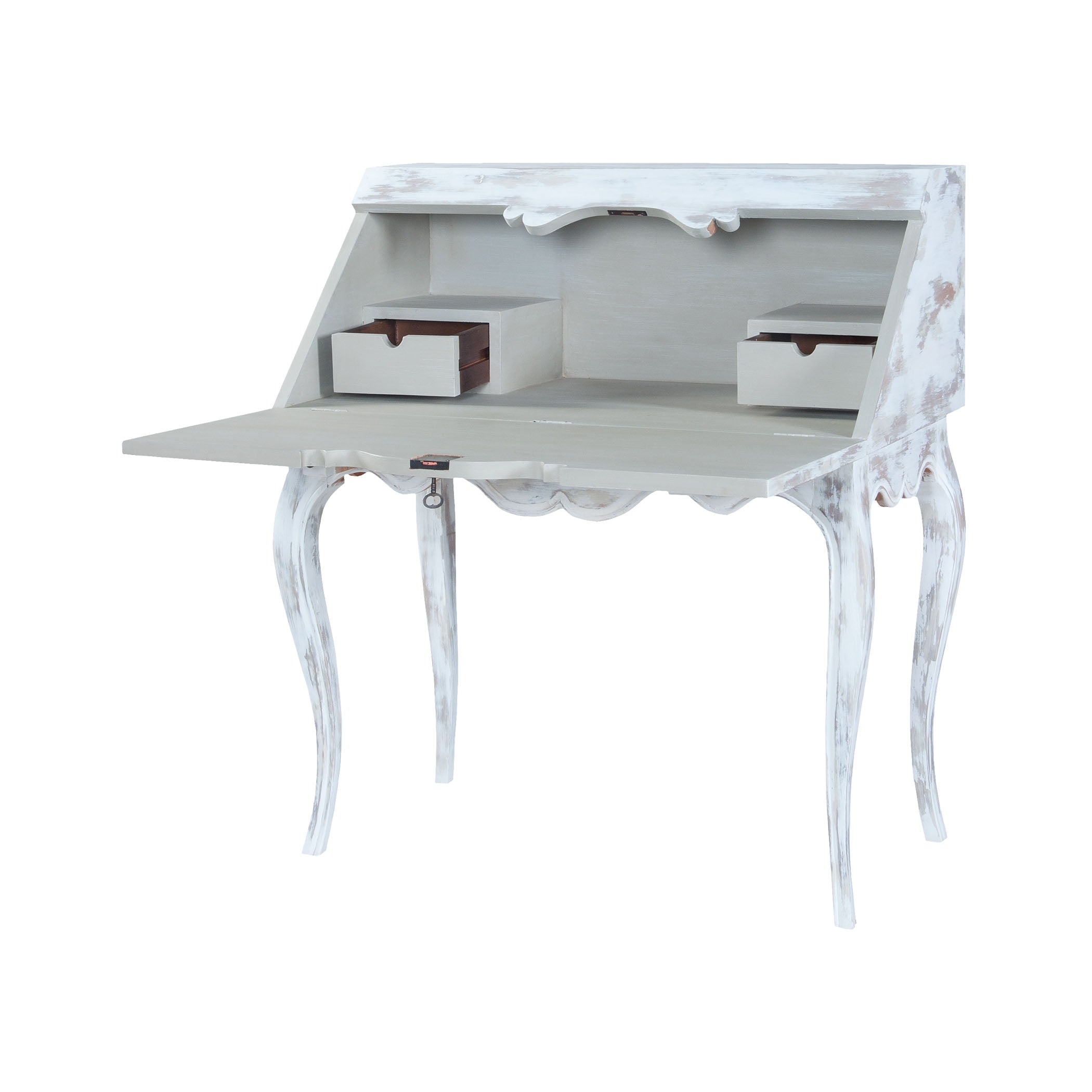 Secretary Desk with Distressed Finish and Vintage Bureau