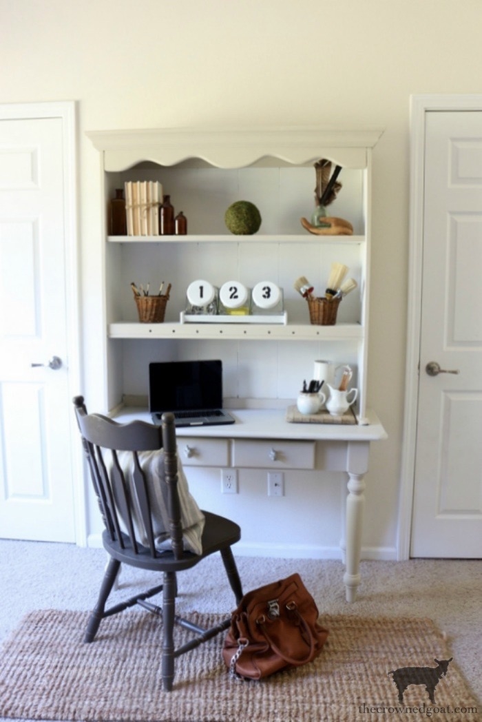 Secretary Desk with Scalloped Hutch Top and Windsor Chair
