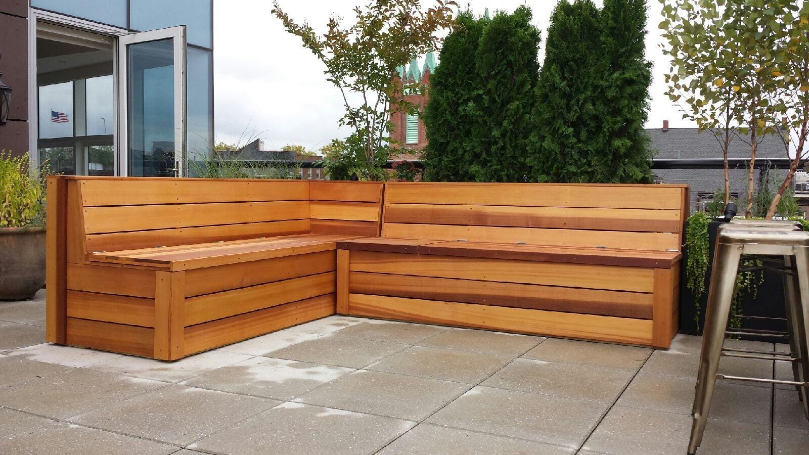Sectional Bench with Box Base Custom Built-In Patio Seat