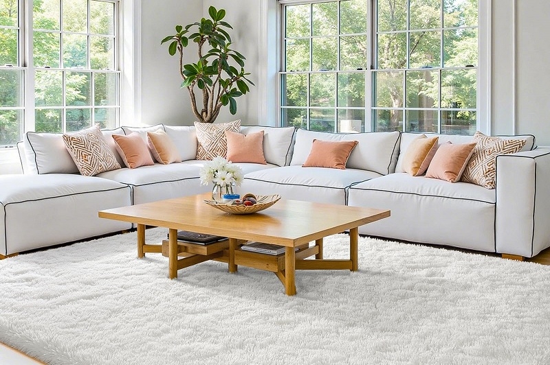 Sectional Sofa: Black Piping U-Shaped Seating Design