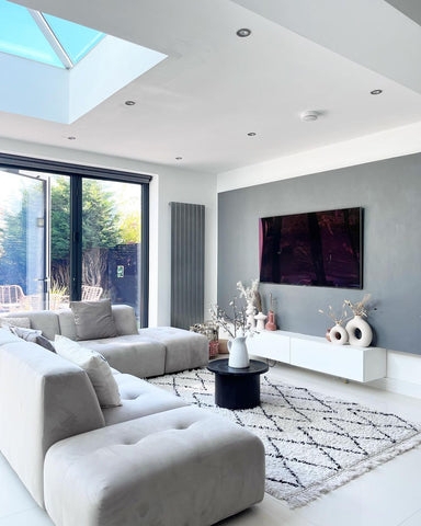 Sectional Sofa Diamond Pattern Rug Shaggy Decor Ideas
