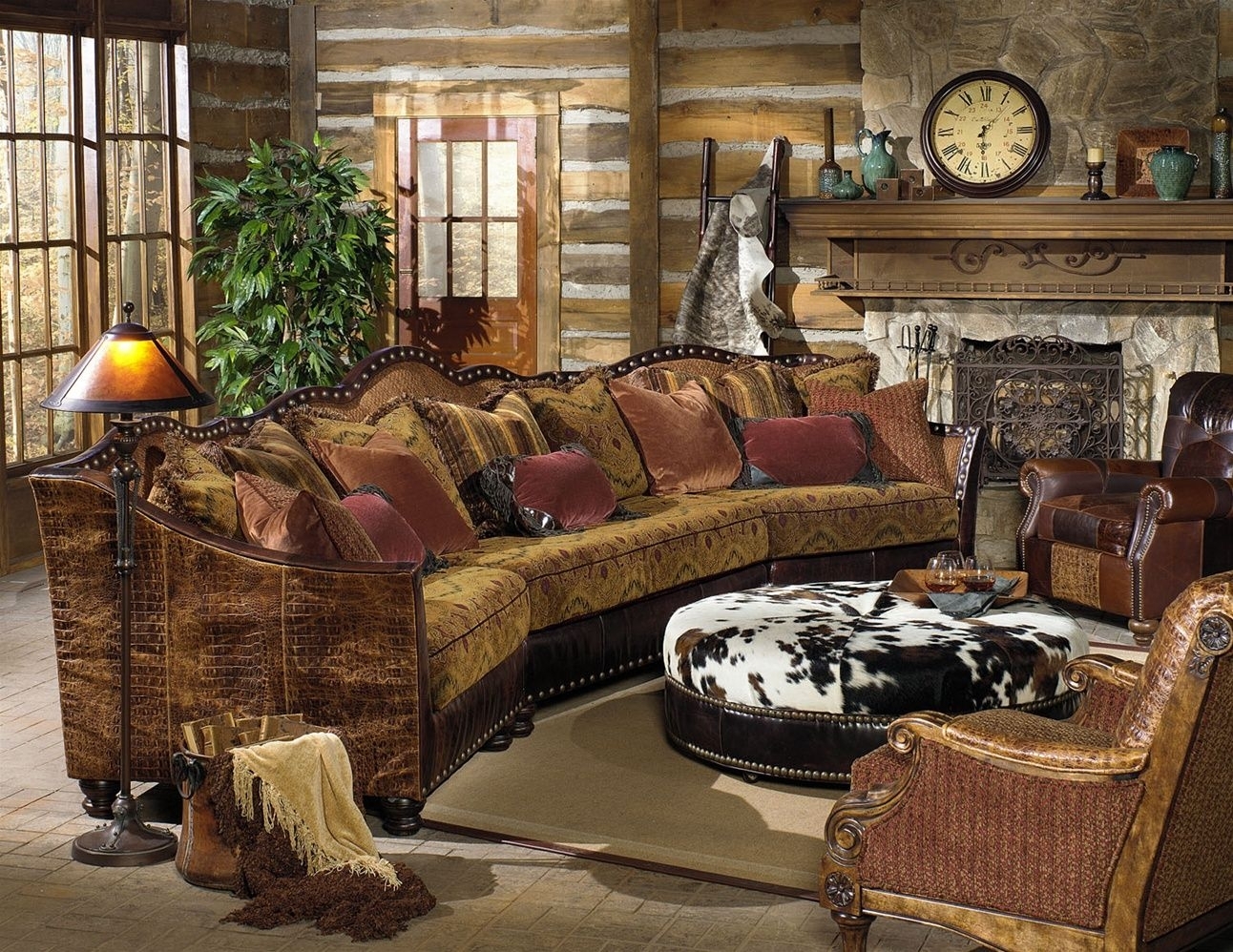 Sectional Sofa featuring Embossed Alligator Texture