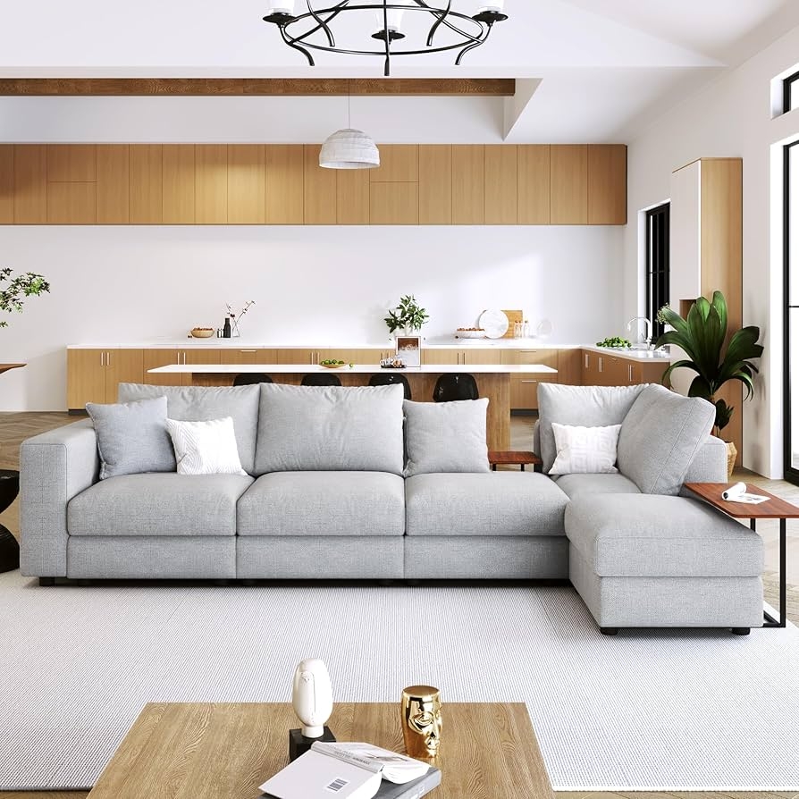 Sectional Sofa featuring Integrated End Tables and Modular Parts
