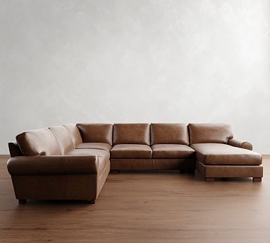 Sectional Sofa featuring Roll Arms 4-Piece Leather Sectional
