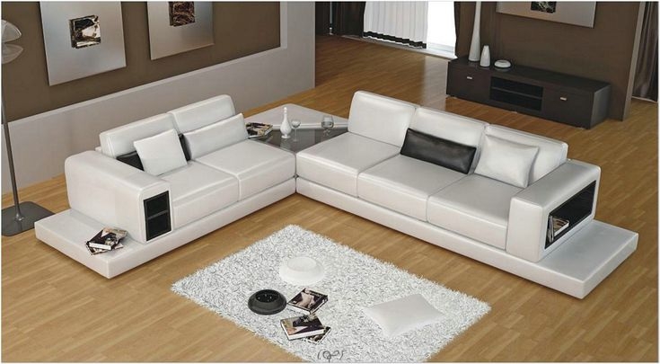Sectional Sofa incorporating Integrated Storage and White Platform