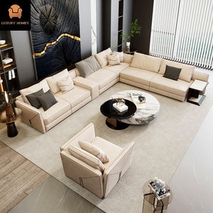 Sectional Sofa Italian U-Shaped Integrated Side Table