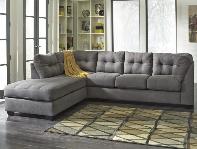 Sectional Sofa Tufted Back Charcoal Grey Styling Ideas