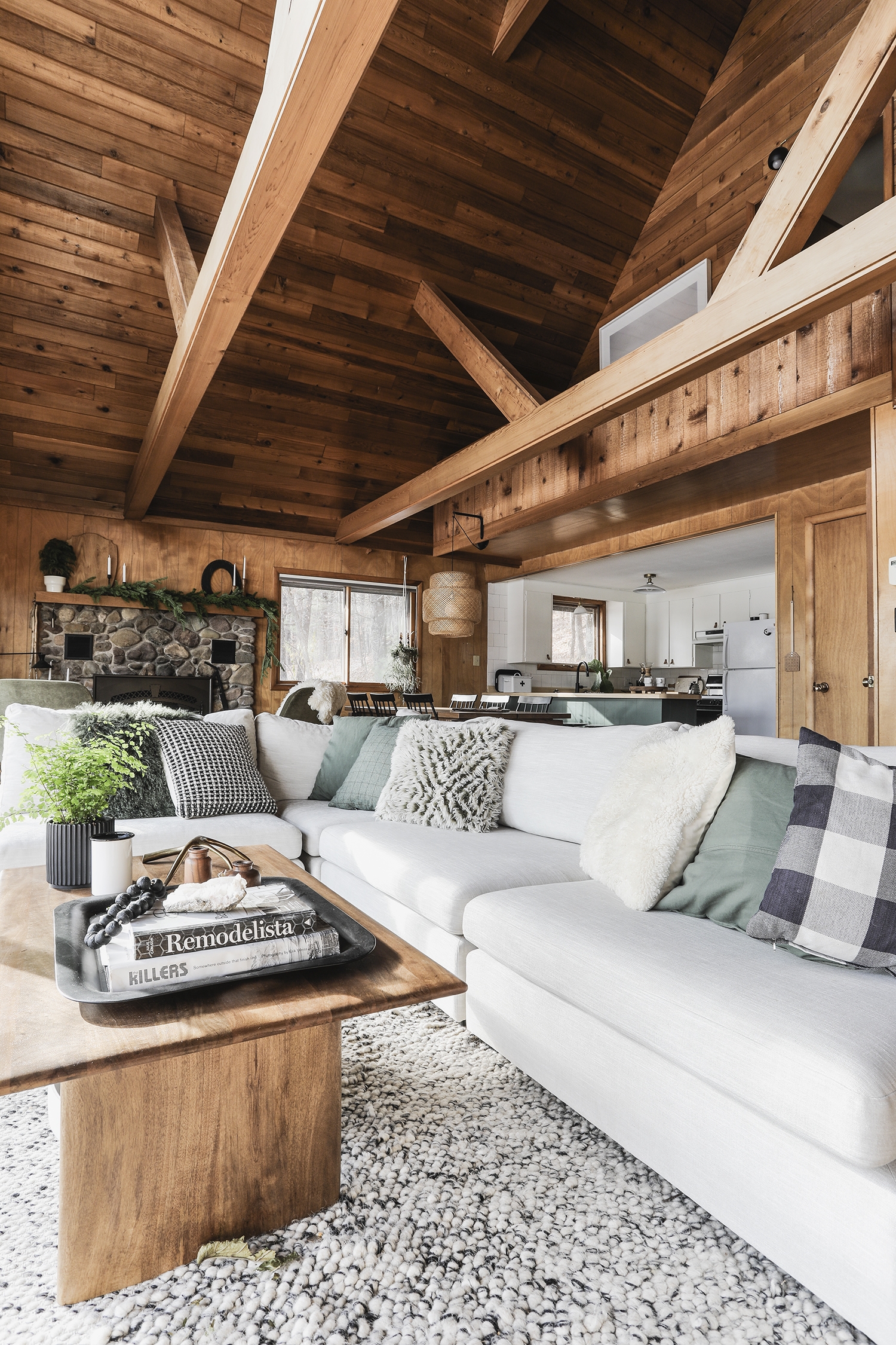 Sectional Sofa: Vaulted A-Frame Cabin Sectional Seating