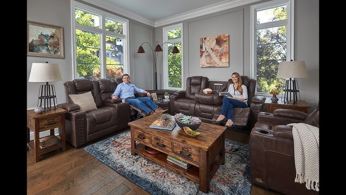 Sectional Sofa with Apothecary Drawer Table and Distressed Wood