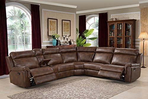 Sectional Sofa with Curved Corner Wedge Chocolate Reclining