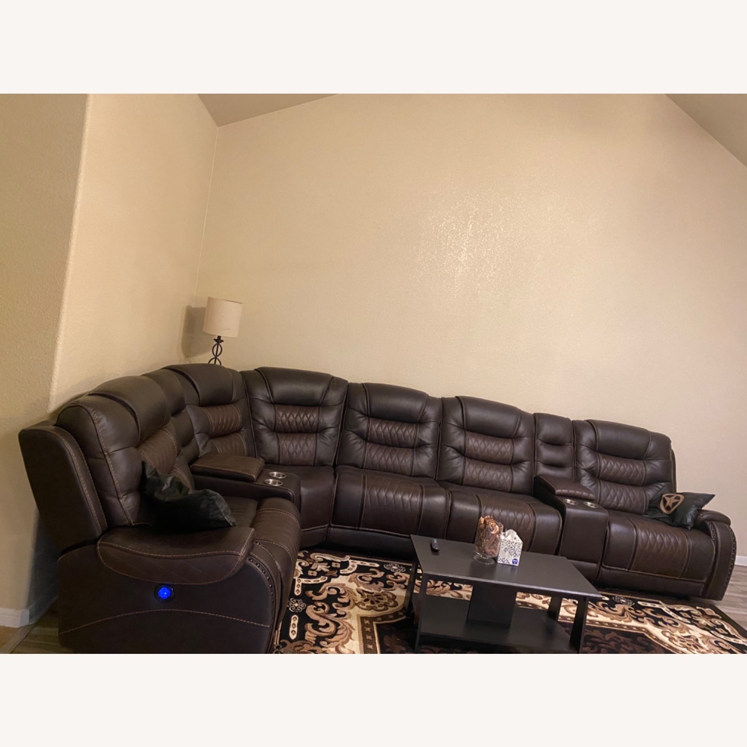 Sectional Sofa with LED Lighting and Cocoa Console Sectional