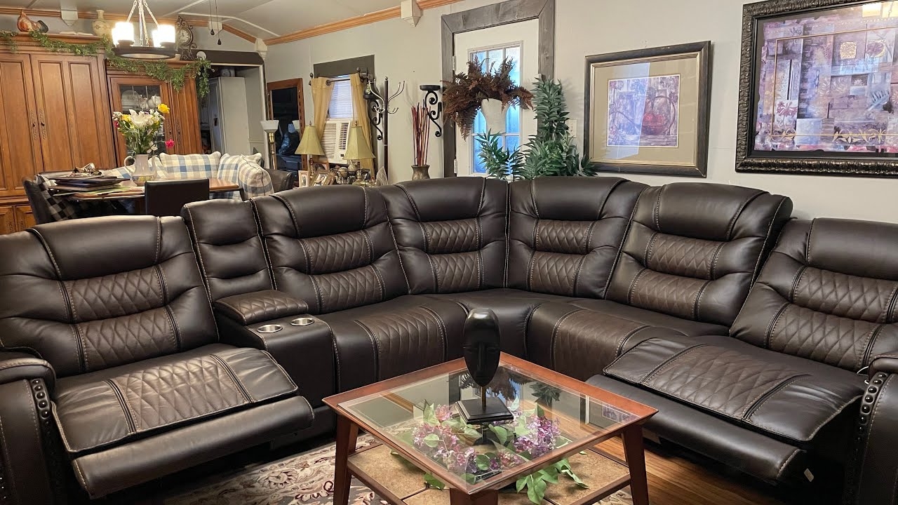 Sectional Sofa with Reclining Footrest and Cocoa Reclining Sofa