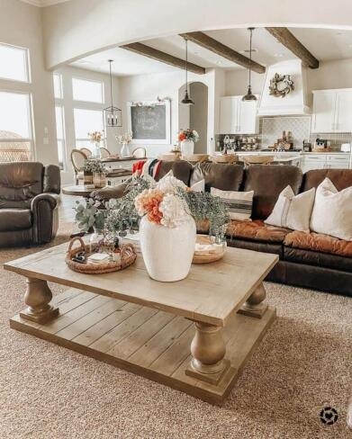 Sectional Sofa With Turned Pedestal Legs Brown Farmhouse Couch