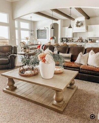 Sectional Sofa With Turned Pedestal Legs Brown Farmhouse Couch
