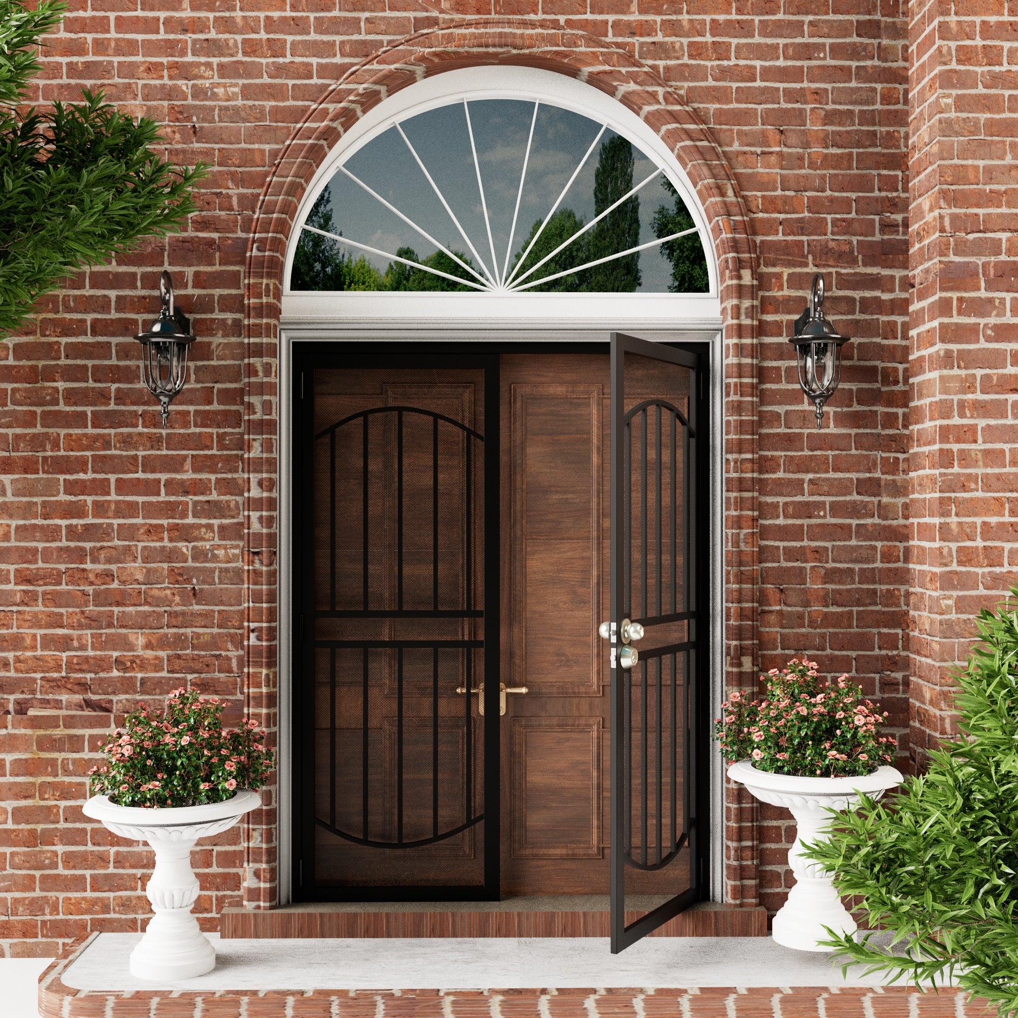 Security Door: Double Security Gate with Arched Transom