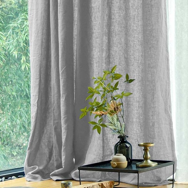 Semi Sheer Curtains Heavy Semi Sheer Pooling Hem Linen