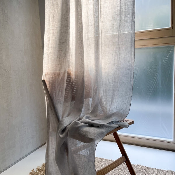 Sheer Curtain European Flax Slub Texture Translucent Panel