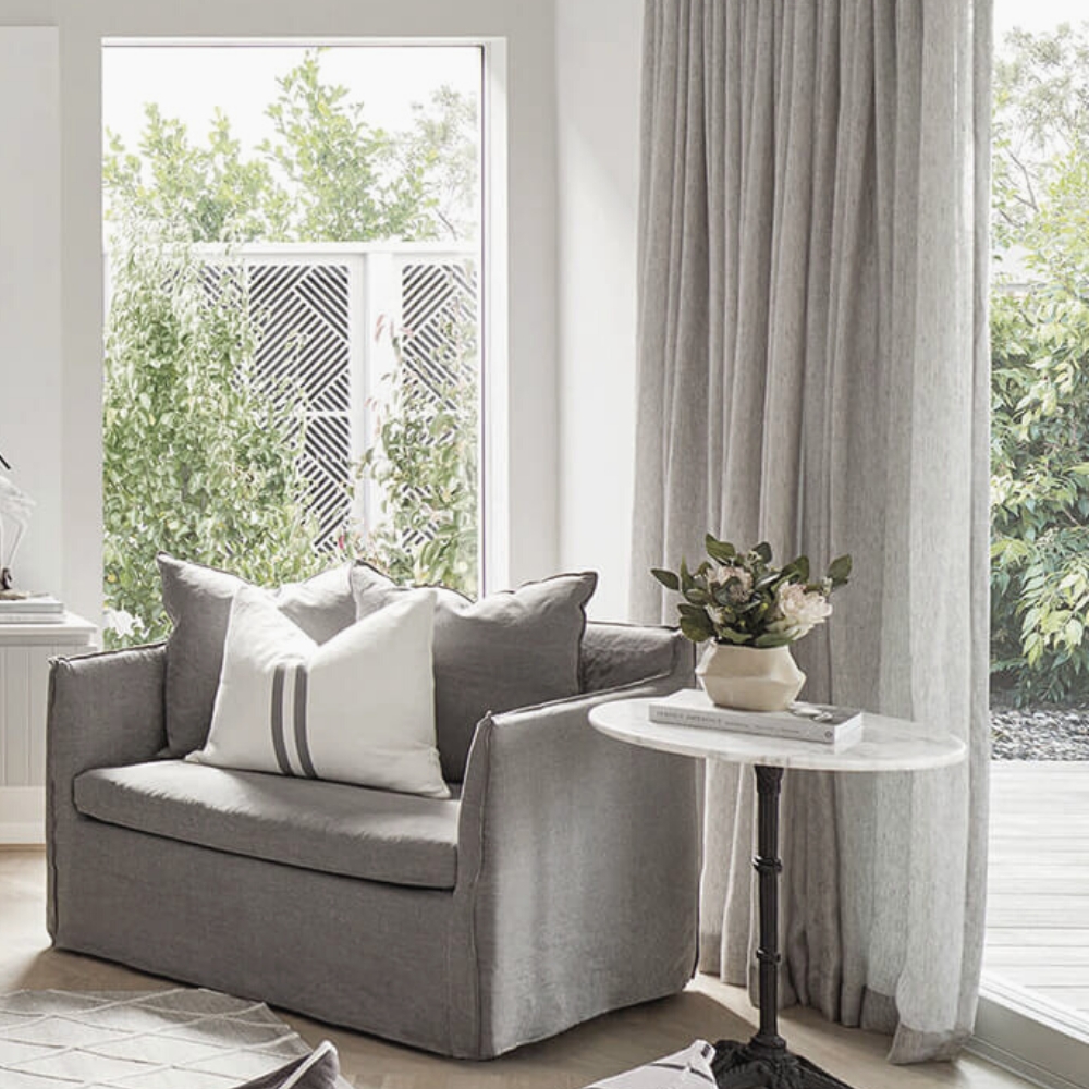 Sheer Curtains Custom Made Linen Blend Floor Length Panel