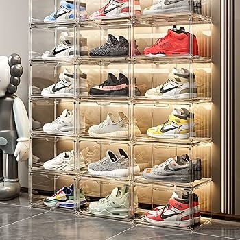 Shoe Organizer: Front Opening Stackable Modular Clear Boxes