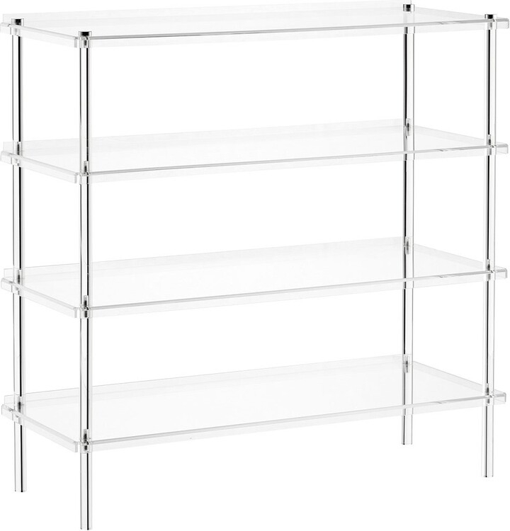 Shoe Rack: 4-Tier Transparent Acrylic with Polished Hardware