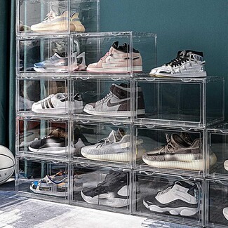 Shoe Storage Box: 360 Visibility Stackable Modular Cases