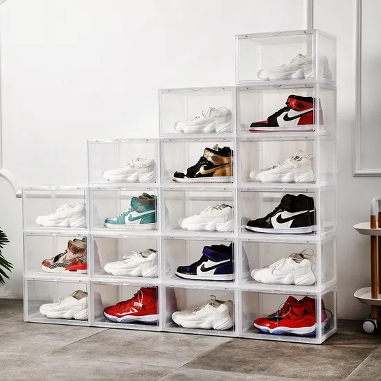 Shoe Storage Box: Tiered Arrangement Modular System Display