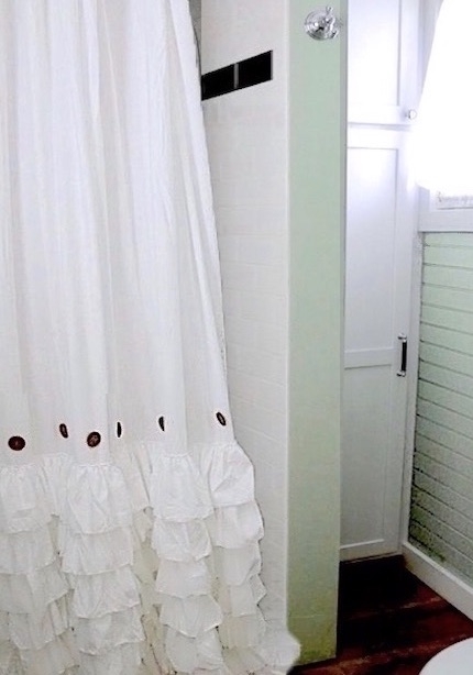 Shower Curtain Bright White Ruffled Shabby Chic Shower