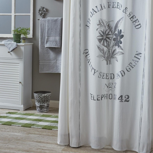 Shower Curtain Seed Sack Print Vintage Seed Sack Bath Style