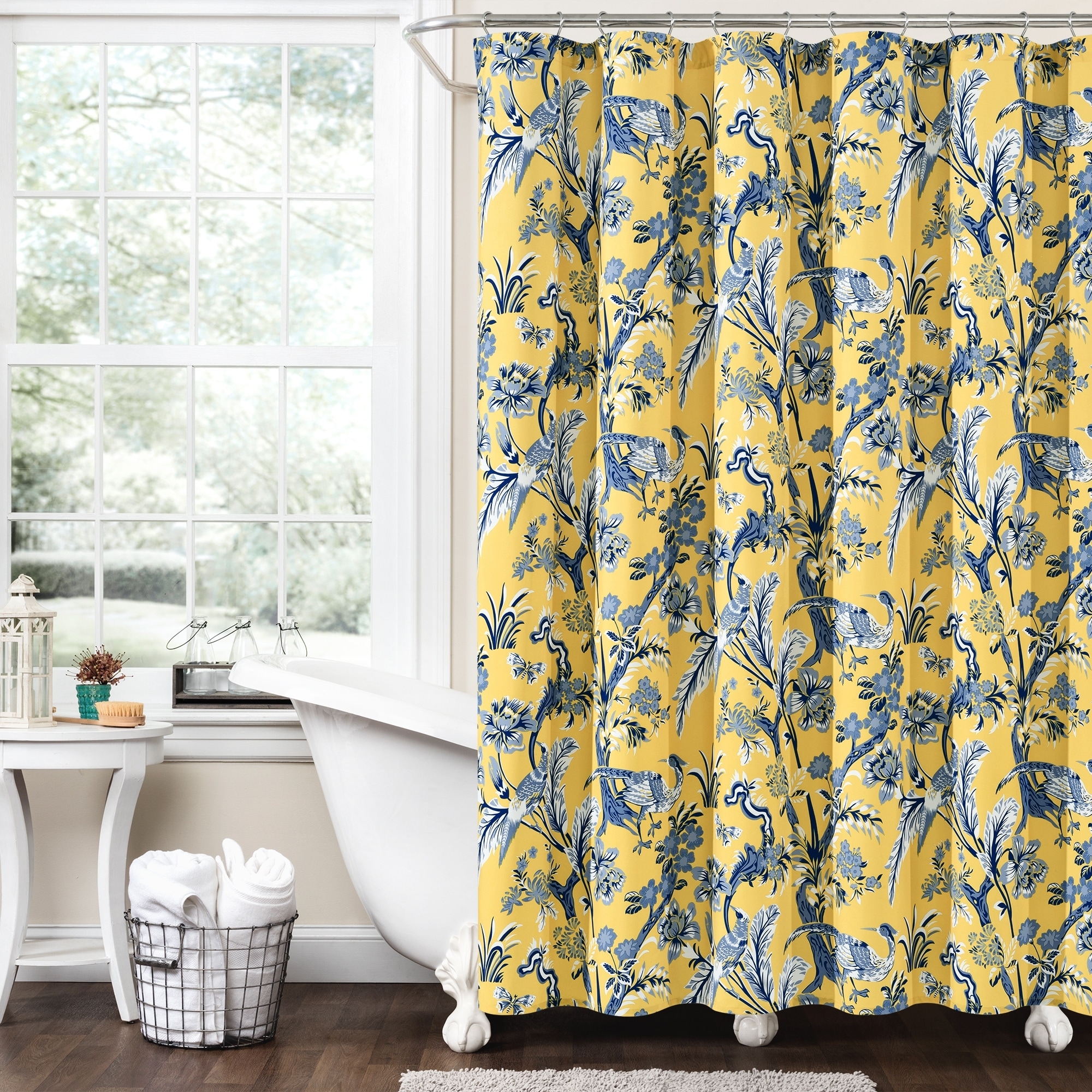 Shower Curtain Sunshine Yellow Yellow Chinoiserie Fabric