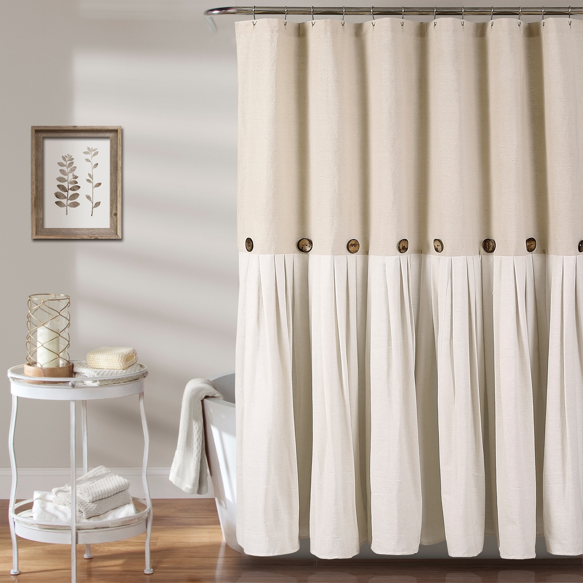 Shower Curtain Two Tone Linen French Country Shower Curtain