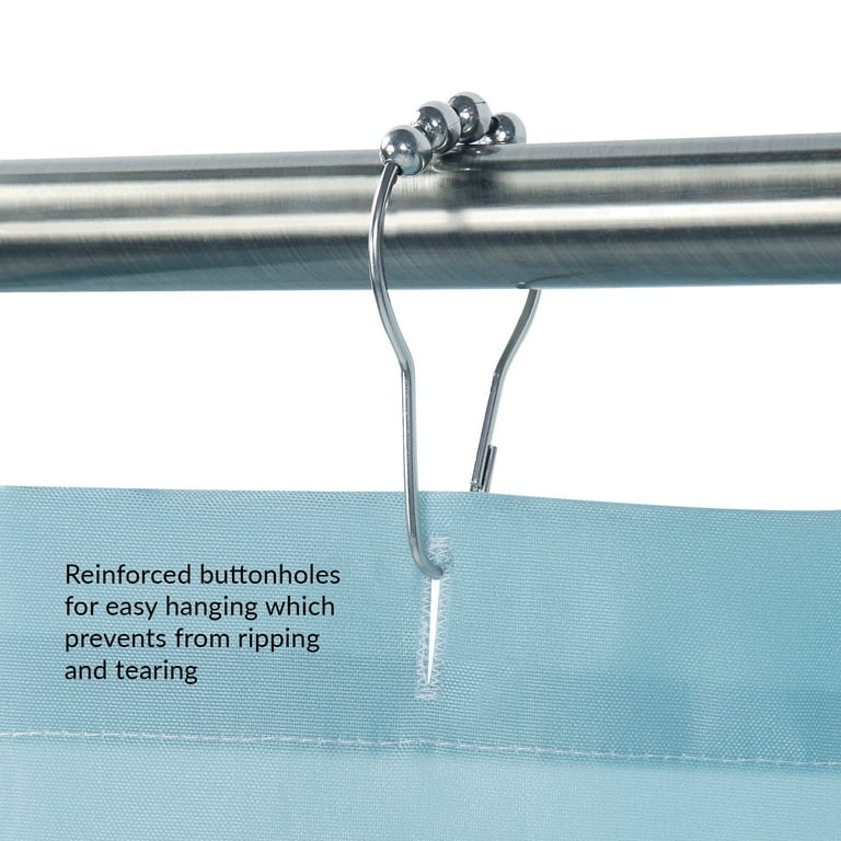 Shower Curtain with Reinforced Buttonholes and Quick Dry Fabric