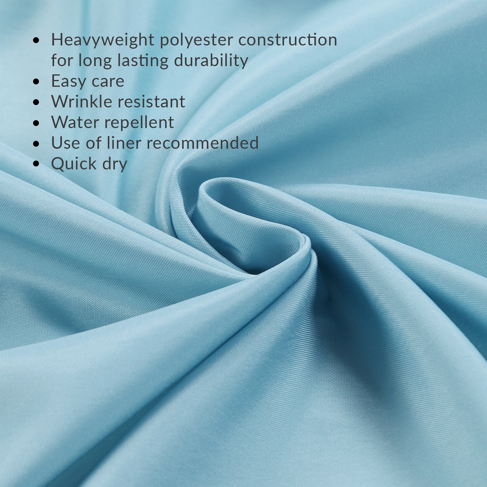 Shower Curtain with Water Repellent Heavyweight Blue Polyester