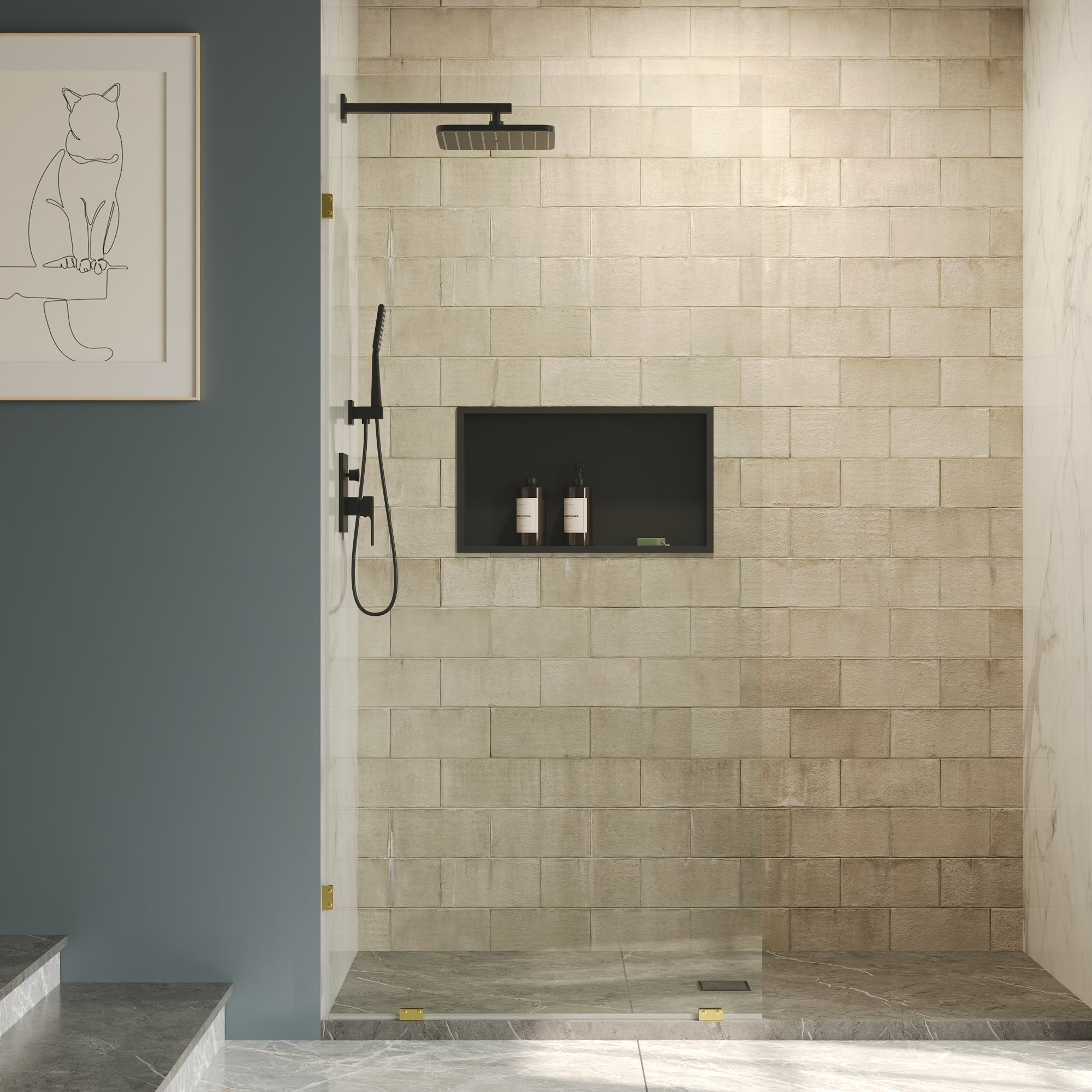 Half Wall Shower Glass Panel