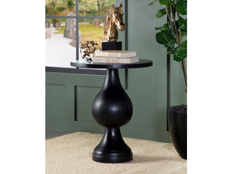 Side Table Bulbous Pedestal Artistic Silhouette Stain