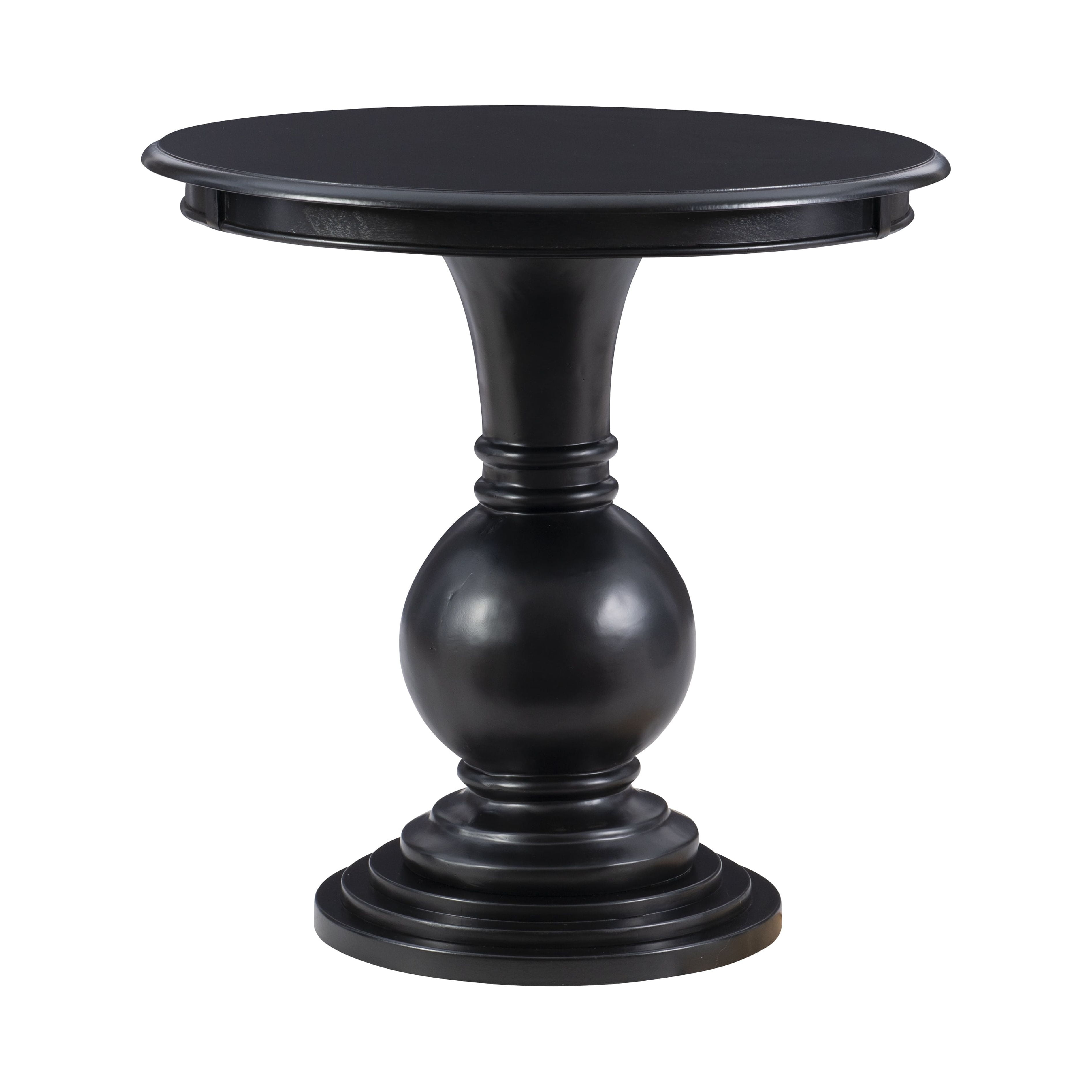 Side Table Matte Spherical Detail Tiered Base Black