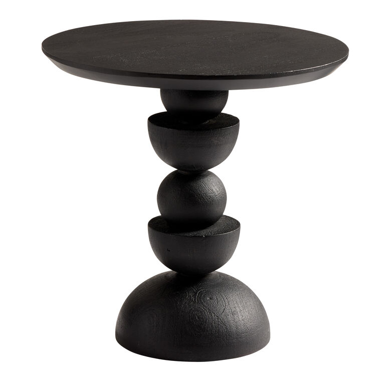 Side Table Stacked Geometric Shapes Distressed Wood