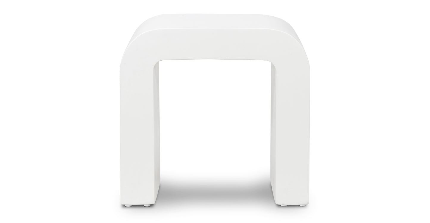 Side Table: Thick Slab Sculptural Arched Minimalist Stool