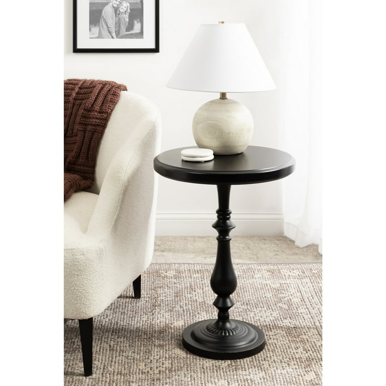 Side Table Turned Pedestal Base Ribbed Circular Base
