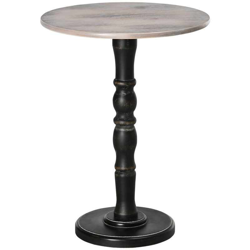 Side Table Weathered Grey Top Turned Spindle Leg Midnight