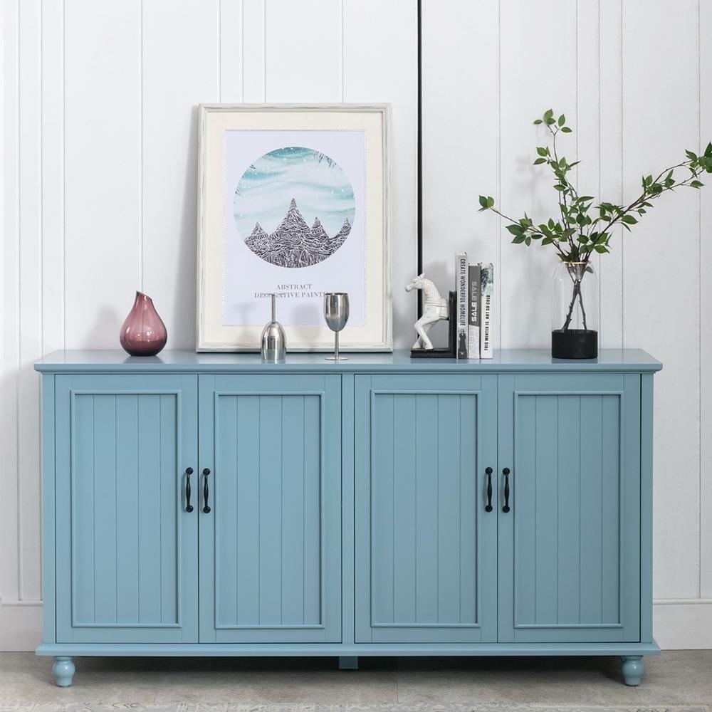 Sideboard Buffet with Dusty Blue and Turned Bun Feet