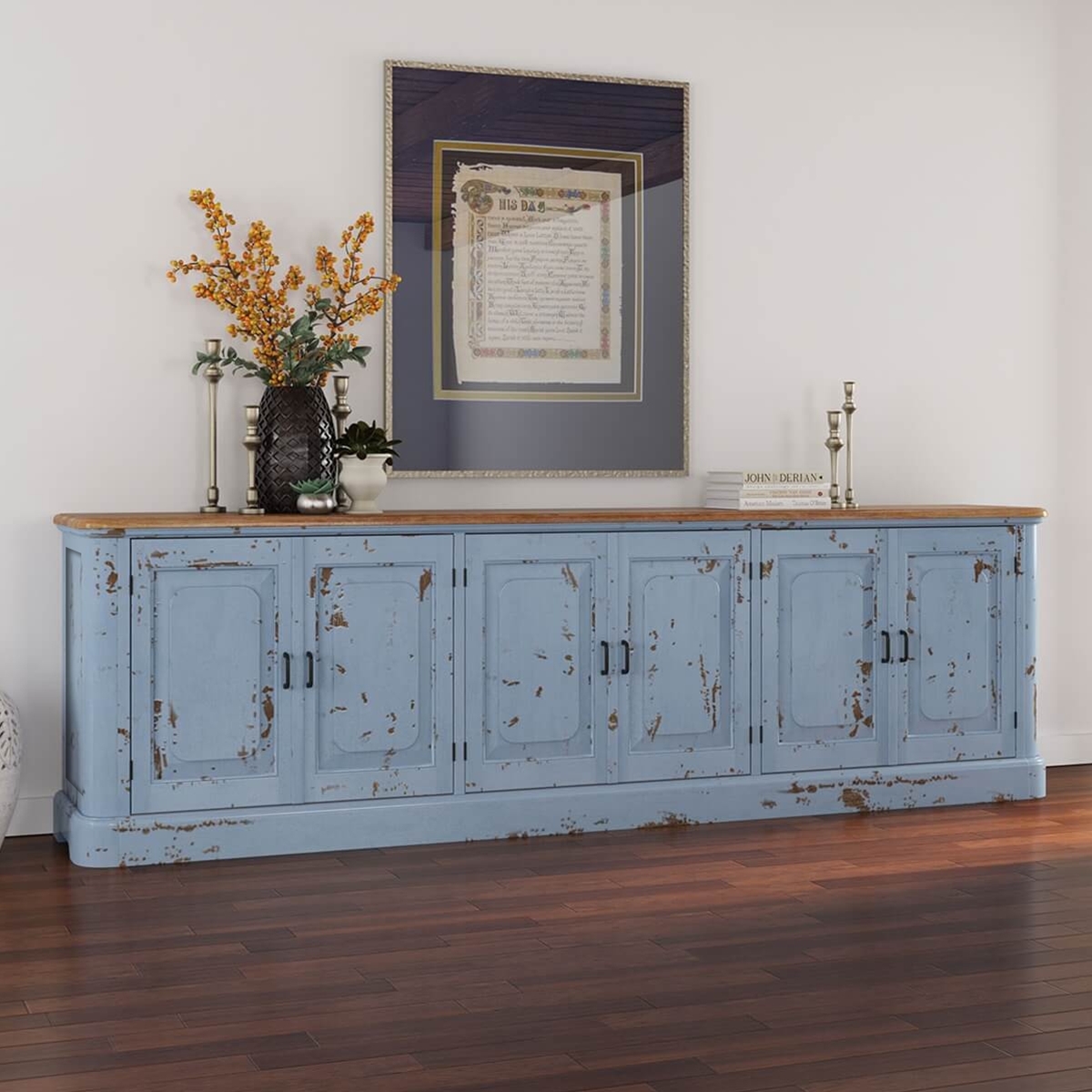 Sideboard Buffet with Extra Long Profile and Mahogany