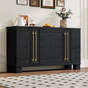 Sideboard: Chunky Feet and Four Door Black Storage Cabinet