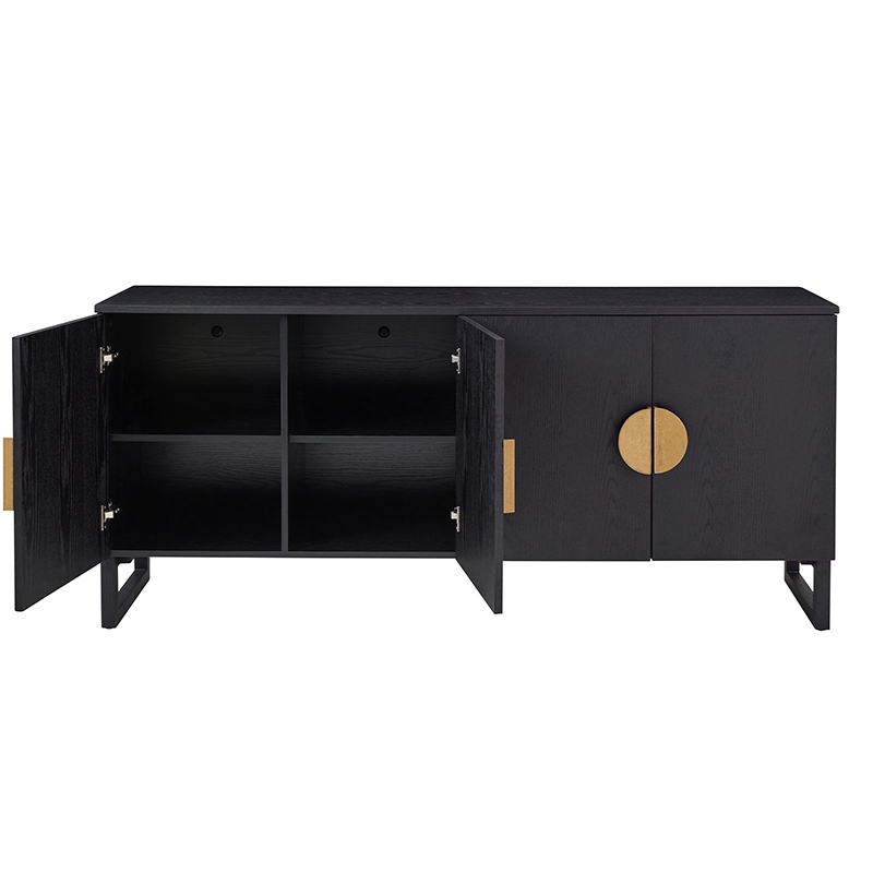 Sideboard: Cord Management and Black and Gold Sideboard