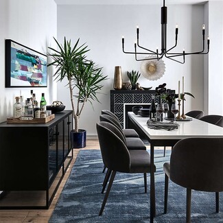 Sideboard Credenza: Glass Paned Industrial Minimalist Sideboard