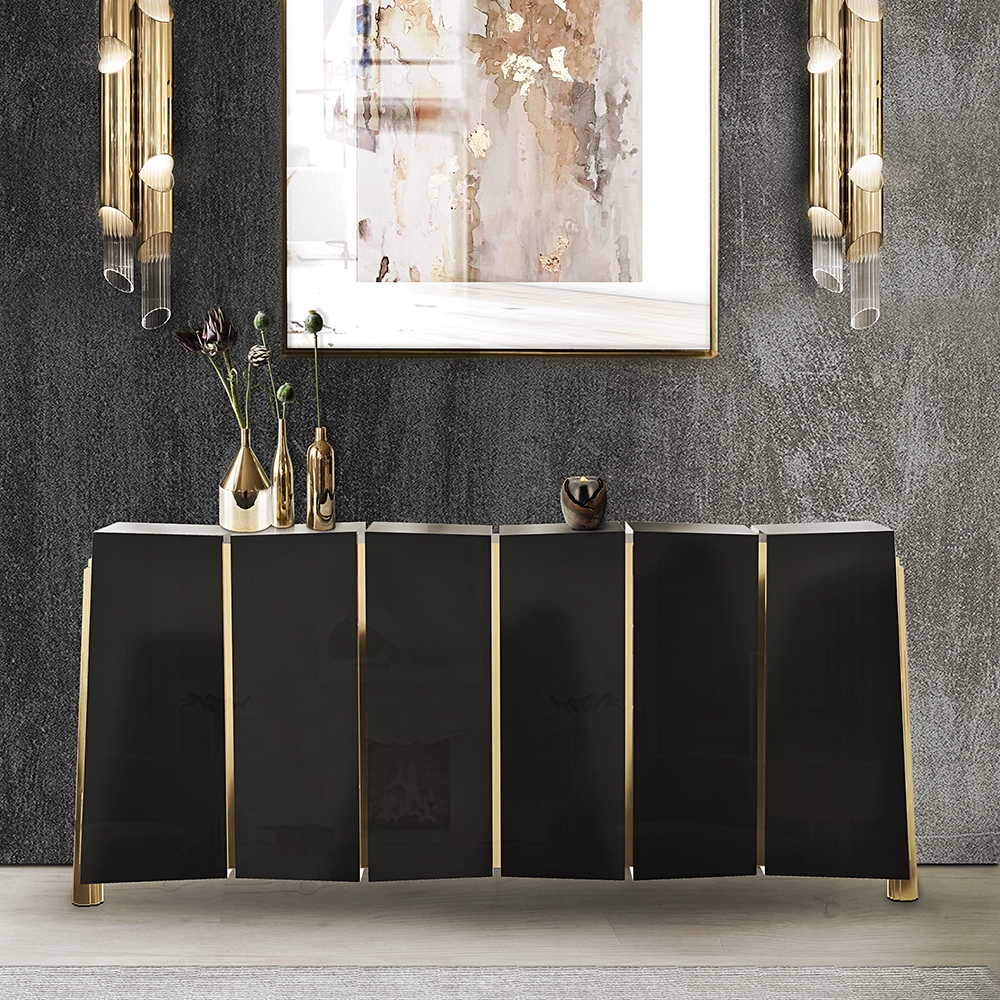 Sideboard: Faceted Top Edge and Luxury Geometric Cabinet