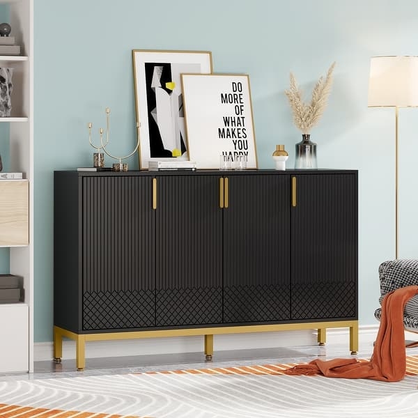 Sideboard: Fluted Texture and Diamond Lattice Cabinet